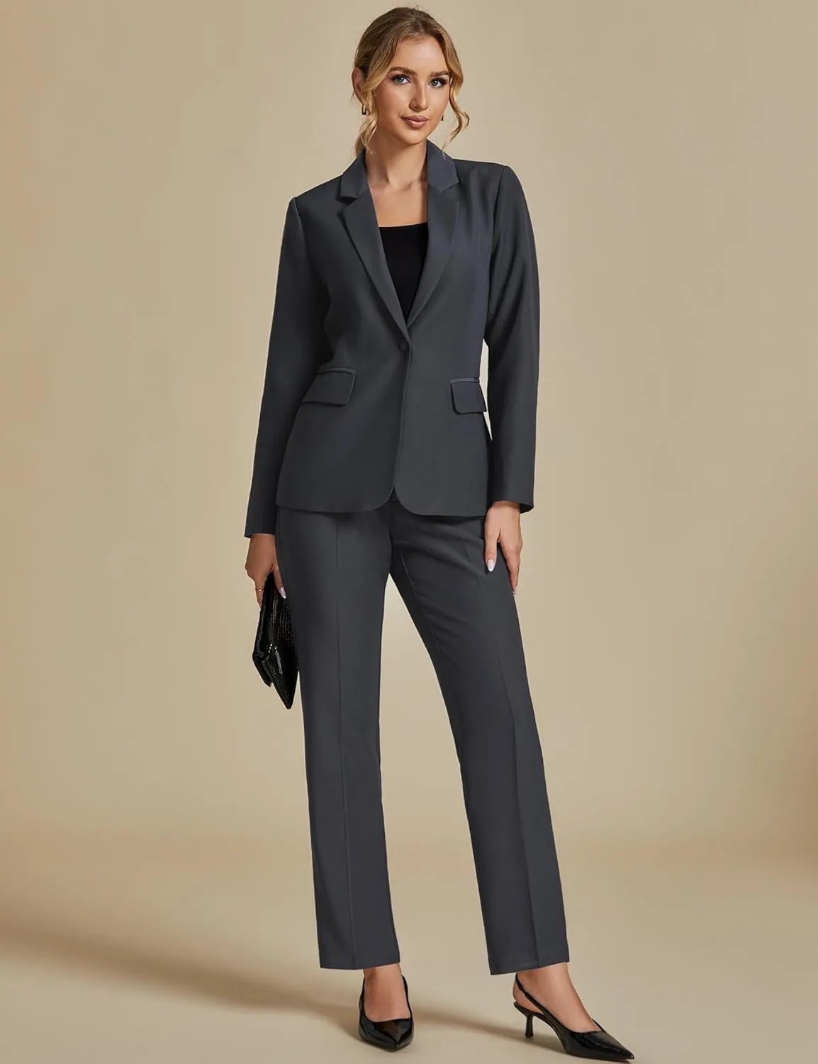 luvamia Women's Two Piece Sets Pants Suits Dressy Business Casual Outfits Professional Blazer Pantsuits Set Work Office