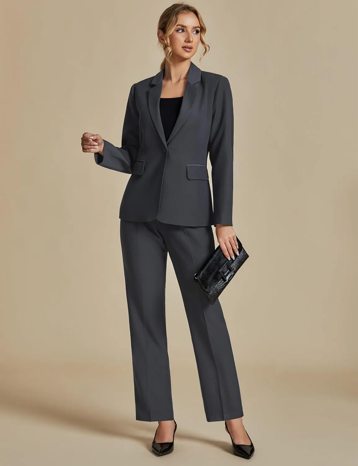 luvamia Women's Two Piece Sets Pants Suits Dressy Business Casual Outfits Professional Blazer Pantsuits Set Work Office