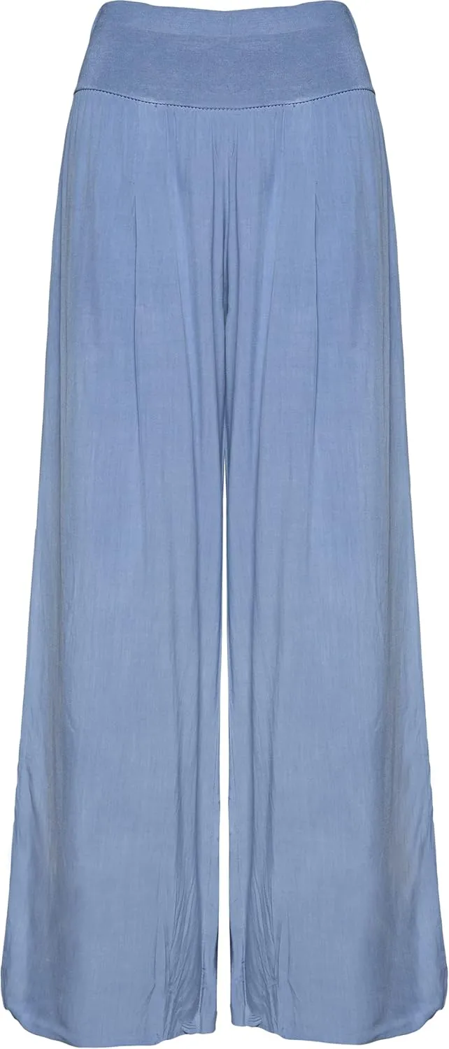 M Made in Italy Women's Elastic-Waist Wide Leg Maxi Palazzo Pants