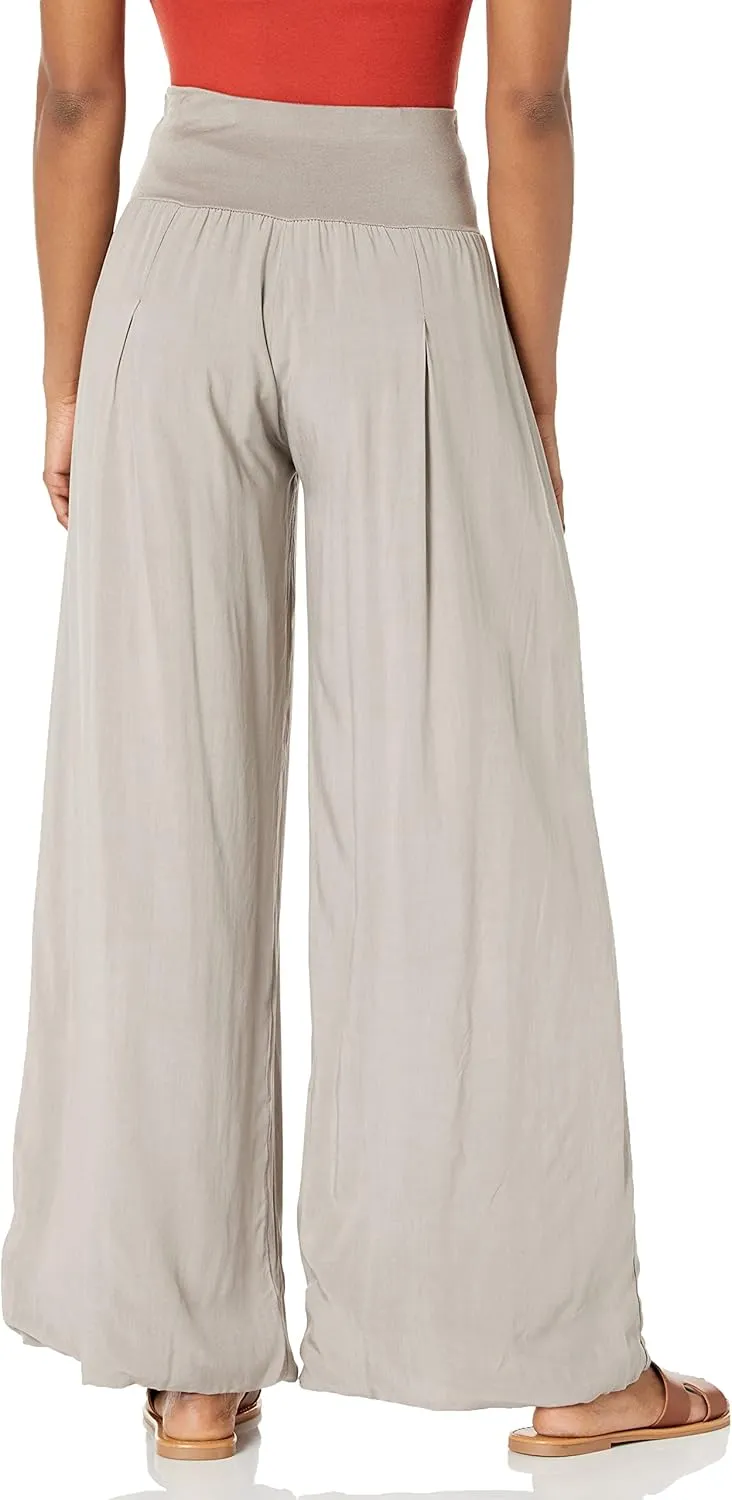 M Made in Italy Women's Elastic-Waist Wide Leg Maxi Palazzo Pants