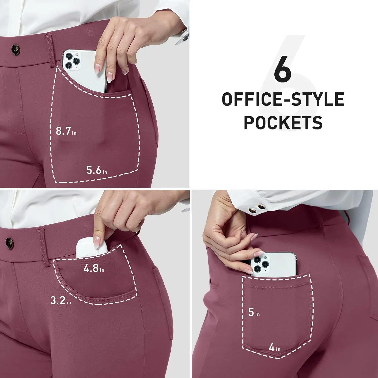 M MOTEEPI Yoga Dress Pants for Women 31''/29''/33'' High Waisted Pull on Work Pants Business Slacks