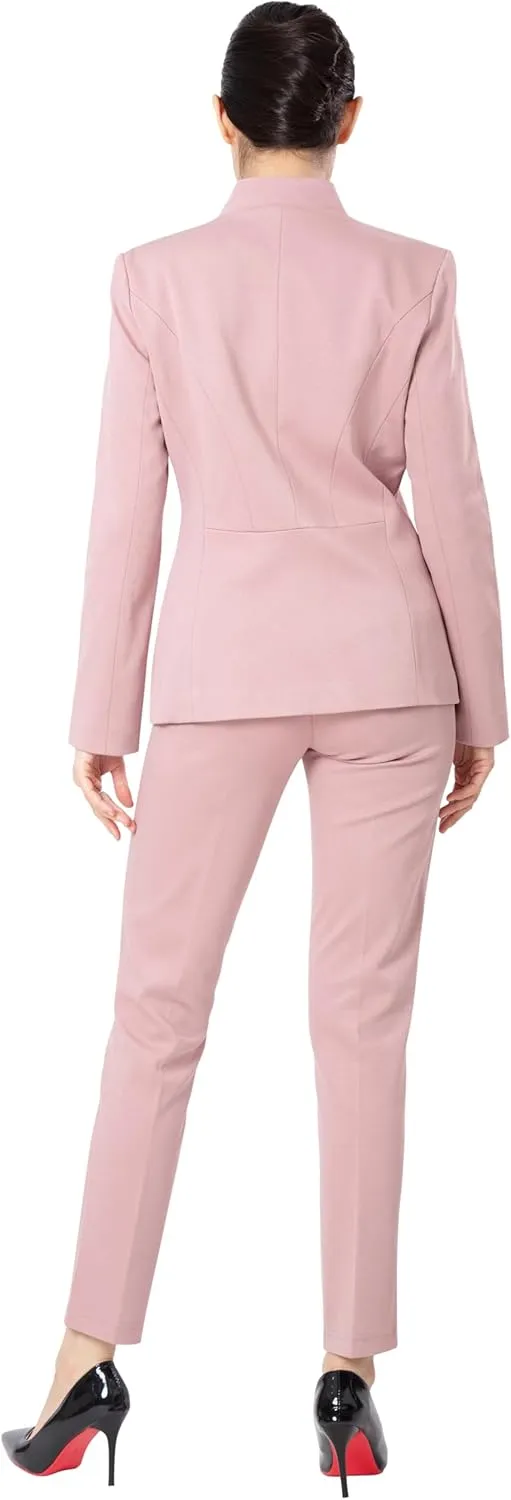 Marycrafts Women's Professional Stand Up Collar Blazer Pant Suits 2 Piece Set Business