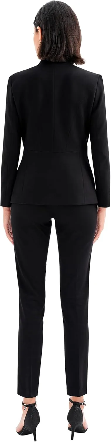 Marycrafts Women's Professional Stand Up Collar Blazer Pant Suits 2 Piece Set Business