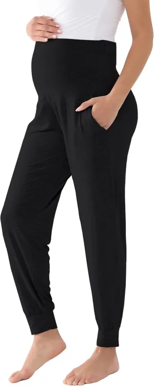 Maternity Pants Over The Belly Pregnancy Scrub Pants Loose Comfy Sweatpants Postpartum Lounge Joggers with Pockets