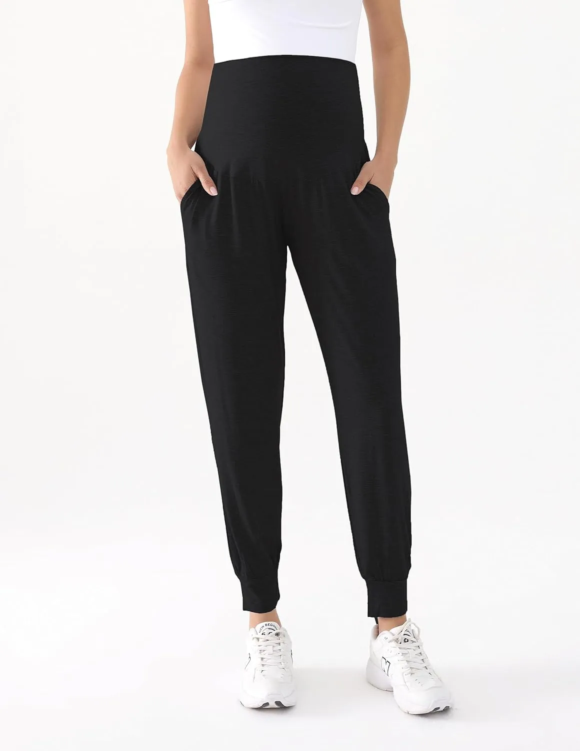 Maternity Pants Over The Belly Pregnancy Scrub Pants Loose Comfy Sweatpants Postpartum Lounge Joggers with Pockets