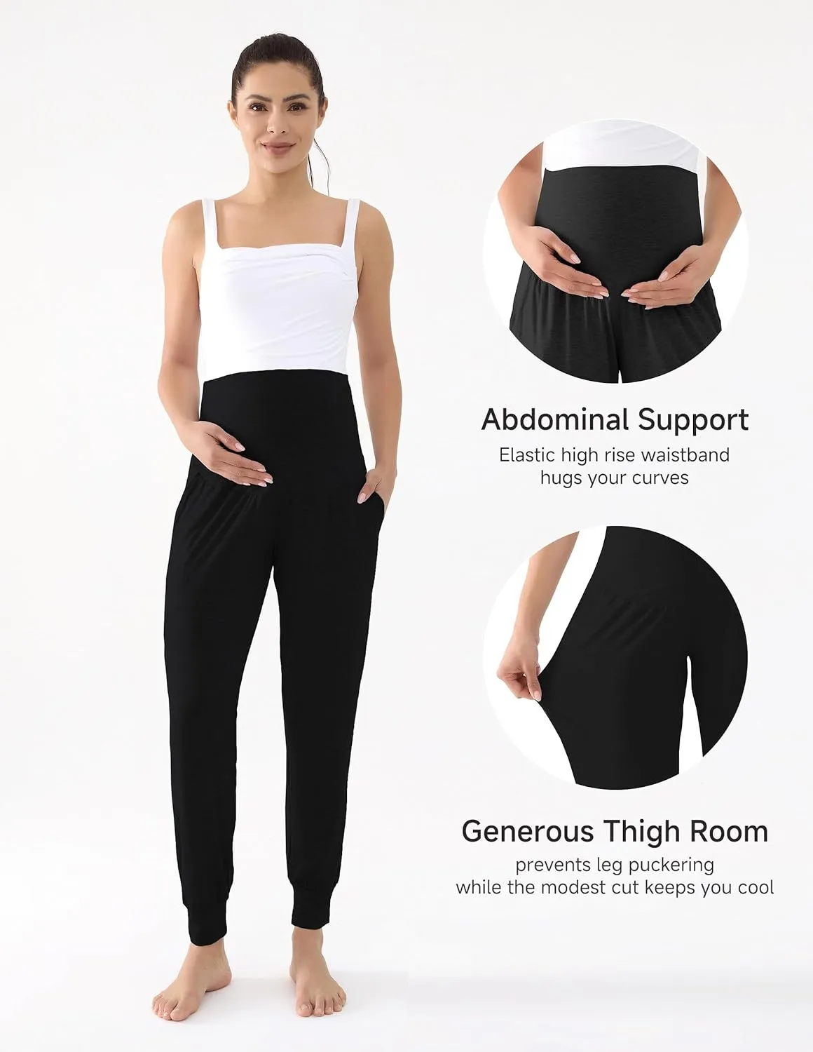 Maternity Pants Over The Belly Pregnancy Scrub Pants Loose Comfy Sweatpants Postpartum Lounge Joggers with Pockets