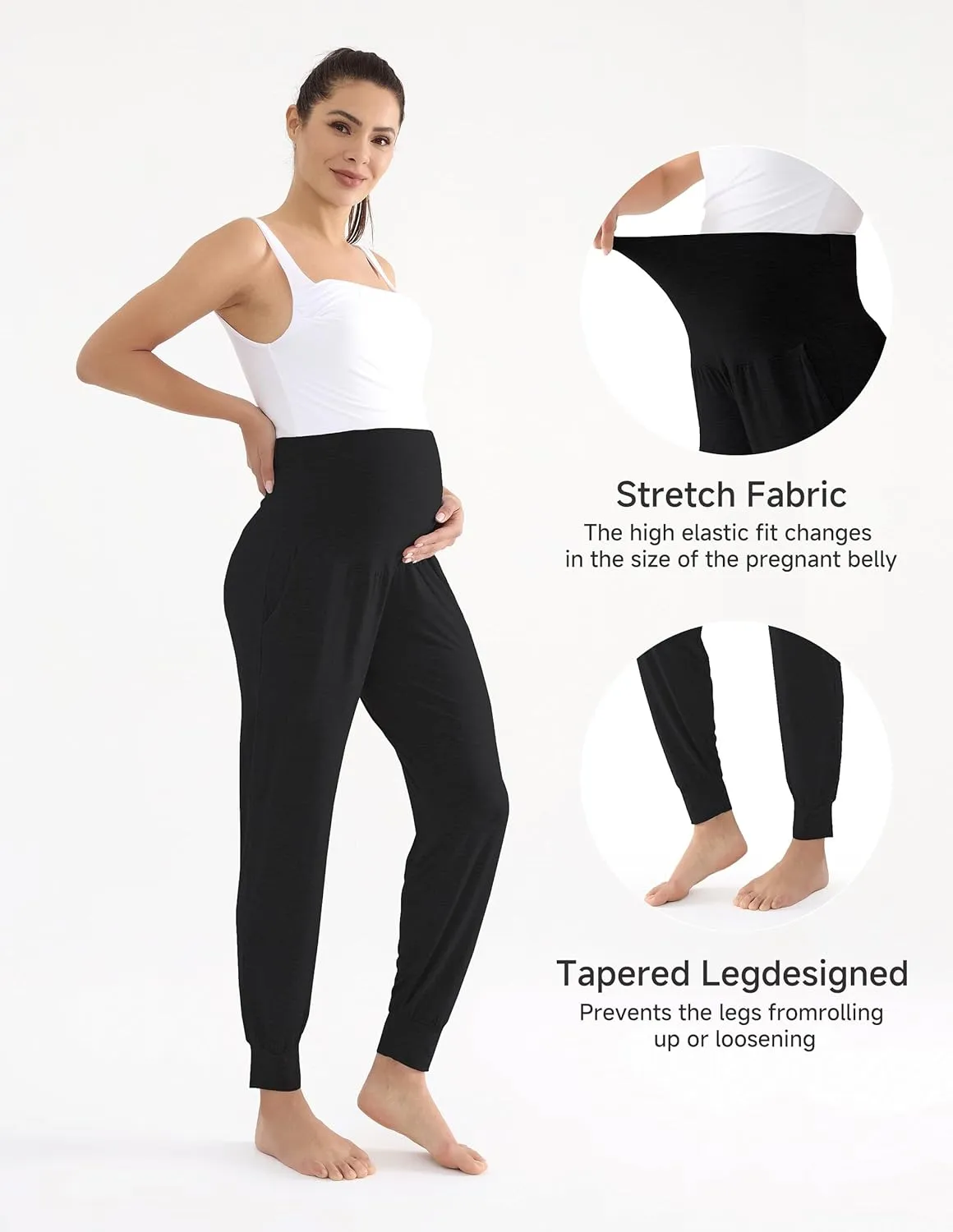 Maternity Pants Over The Belly Pregnancy Scrub Pants Loose Comfy Sweatpants Postpartum Lounge Joggers with Pockets