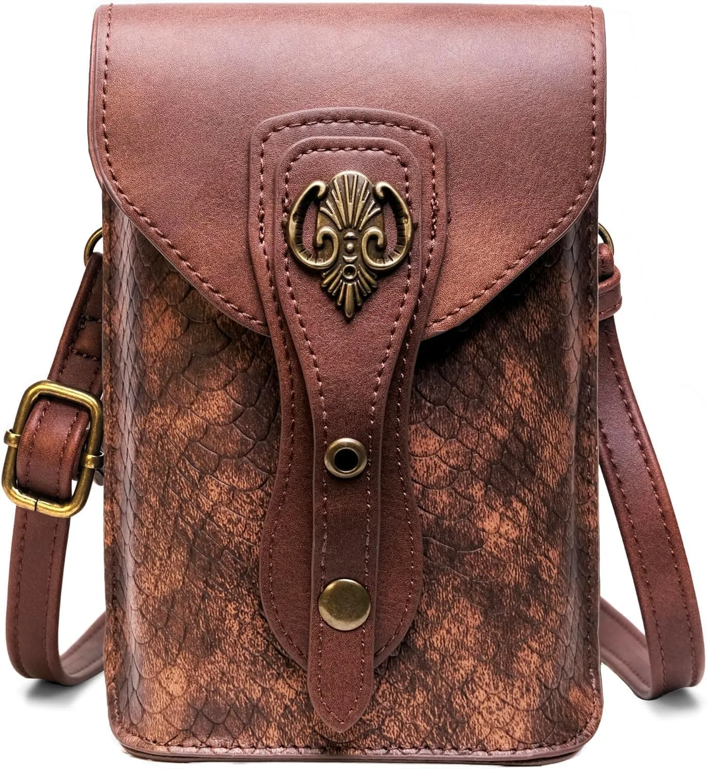 Medieval Leather Belt Pouch  Versatile Renaissance Bag for Ren Faire, Crossbody Cell Phone Holder, and Fairy Accessories - Brown Fair
