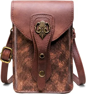 Medieval Leather Belt Pouch  Versatile Renaissance Bag for Ren Faire, Crossbody Cell Phone Holder, and Fairy Accessories - Brown Fair