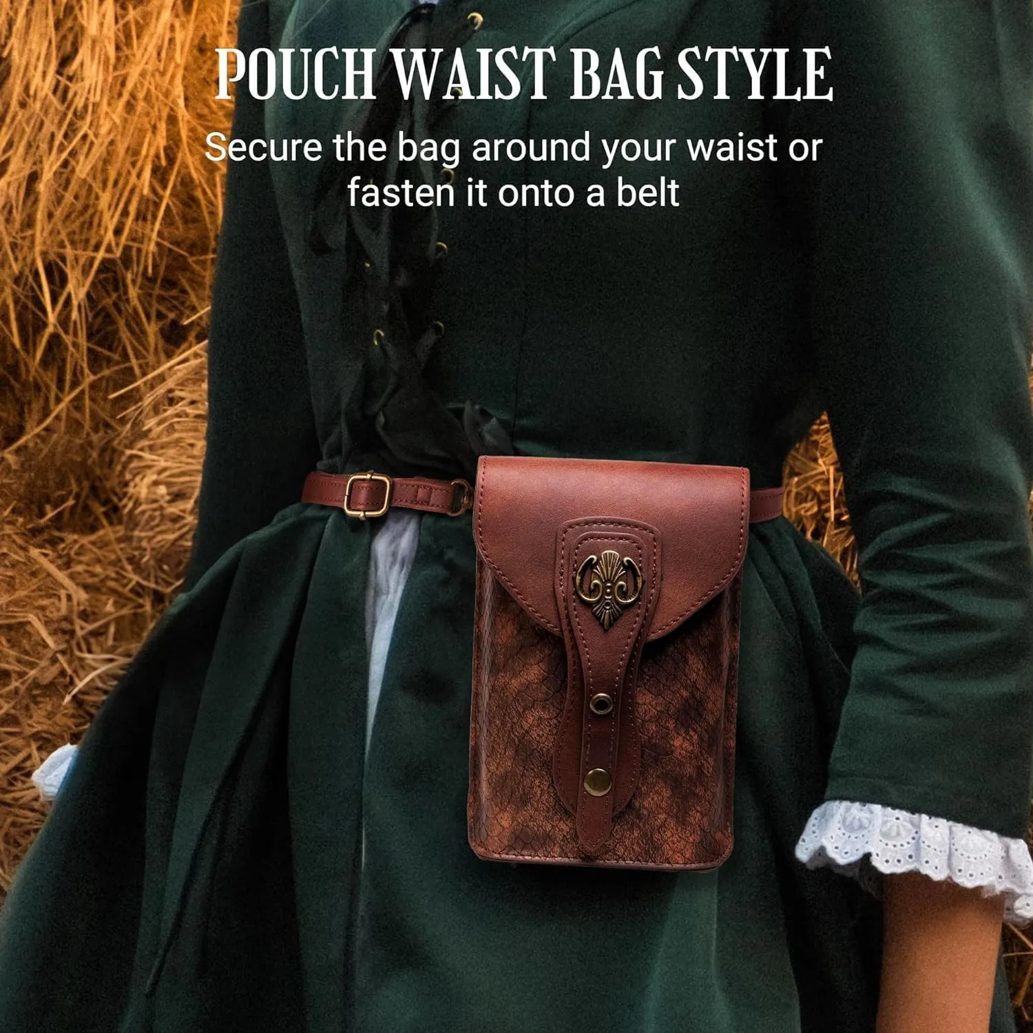 Medieval Leather Belt Pouch  Versatile Renaissance Bag for Ren Faire, Crossbody Cell Phone Holder, and Fairy Accessories - Brown Fair