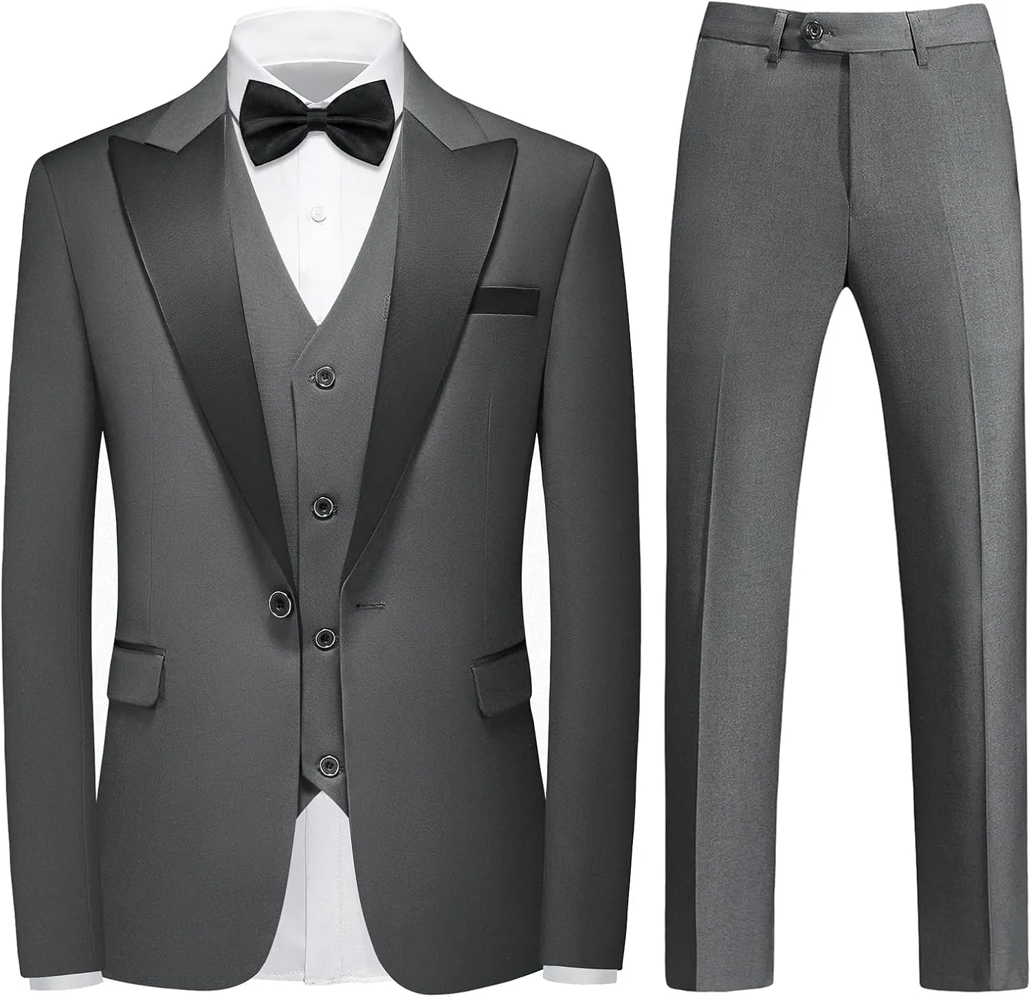 Men's 3 Piece Suit Slim Fit One Button Solid Tuxedo Jacket Suits for Men Slim Fit for Wedding Prom Blazer Vest Pants