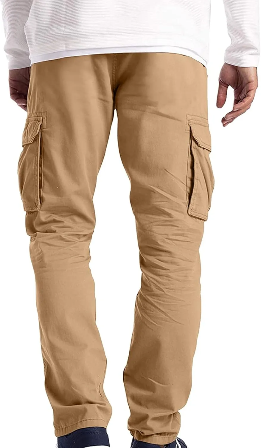 Men's Causal Cotton Cargo Pants,Loose-Fit Comfy Classic Lightweight Daily Wear with Multi-Pocket Athletic Joggers