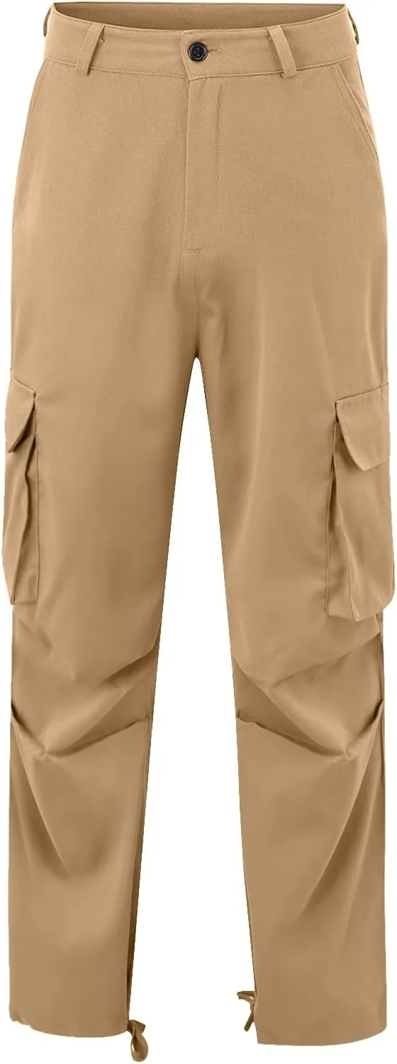 Men's Causal Cotton Cargo Pants,Loose-Fit Comfy Classic Lightweight Daily Wear with Multi-Pocket Athletic Joggers