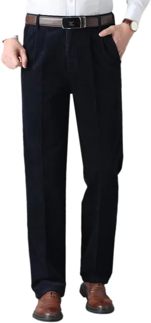 Men's Classic Fit Corduroy Dress Pants, High Waist Pleated