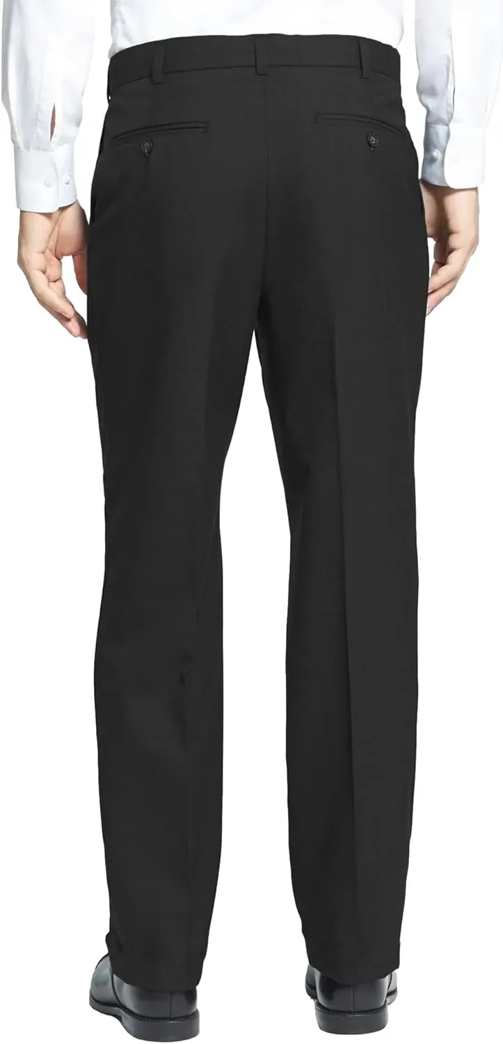 Men's Classic Fit Flat Front Dress Pants Expandable Waist Wrinkle Free Suit Pants for Men