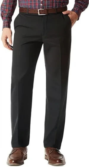 Men's Classic Fit Flat Front Dress Pants Expandable Waist Wrinkle Free Suit Pants for Men