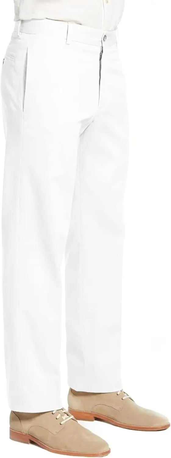 Men's Classic Fit Flat Front Dress Pants Expandable Waist Wrinkle Free Suit Pants for Men