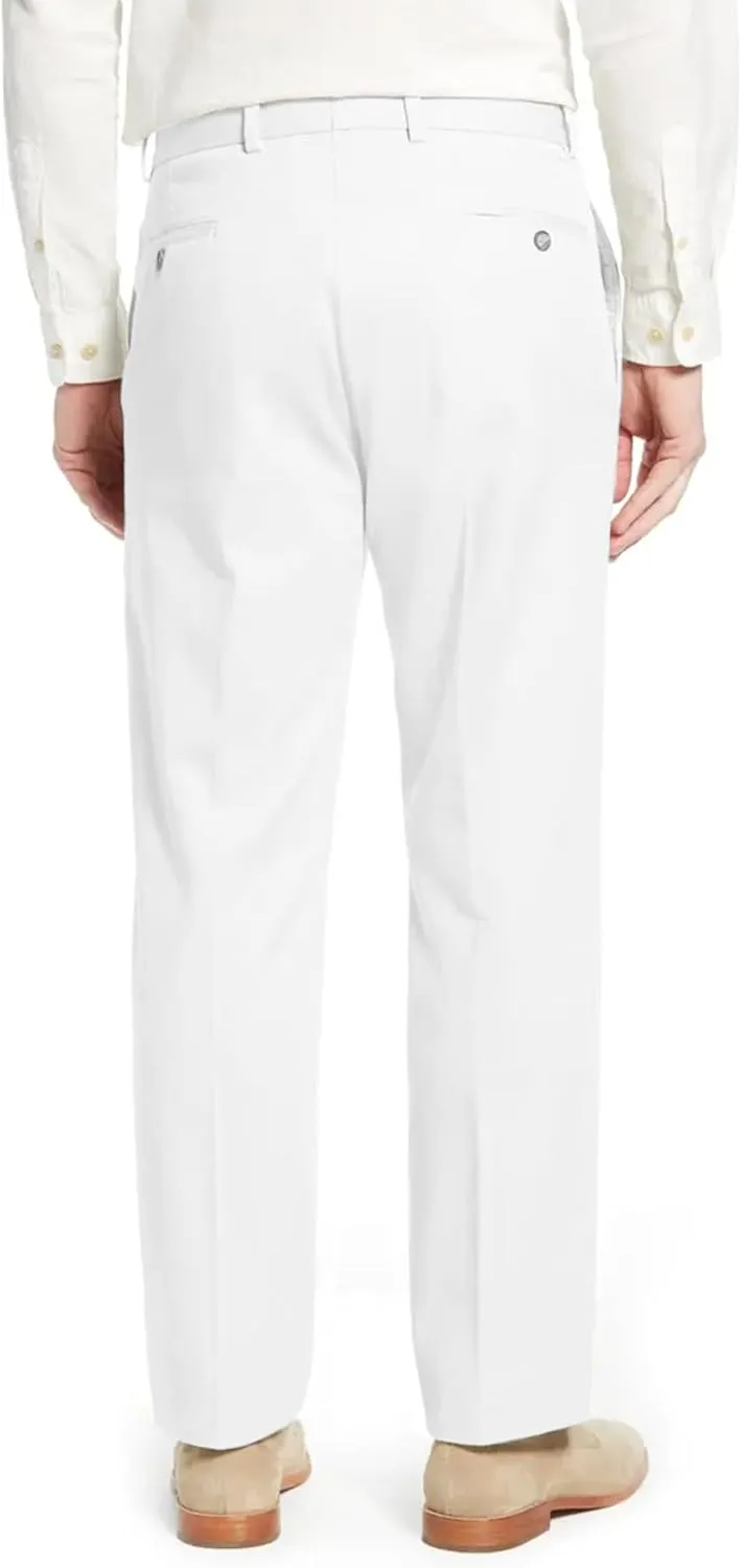 Men's Classic Fit Flat Front Dress Pants Expandable Waist Wrinkle Free Suit Pants for Men