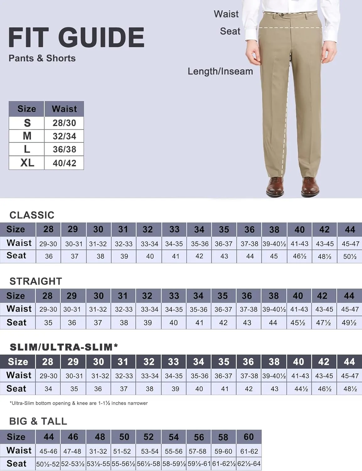 Men's Classic Fit Flat Front Dress Pants Expandable Waist Wrinkle Free Suit Pants for Men