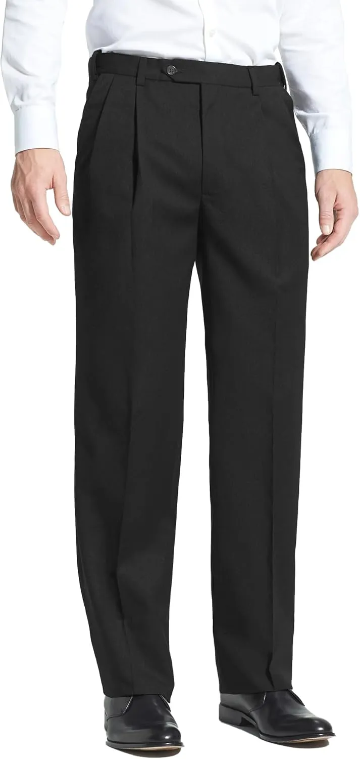 Men's Classic Fit Flat Front Dress Pants Expandable Waist Wrinkle Free Suit Pants for Men