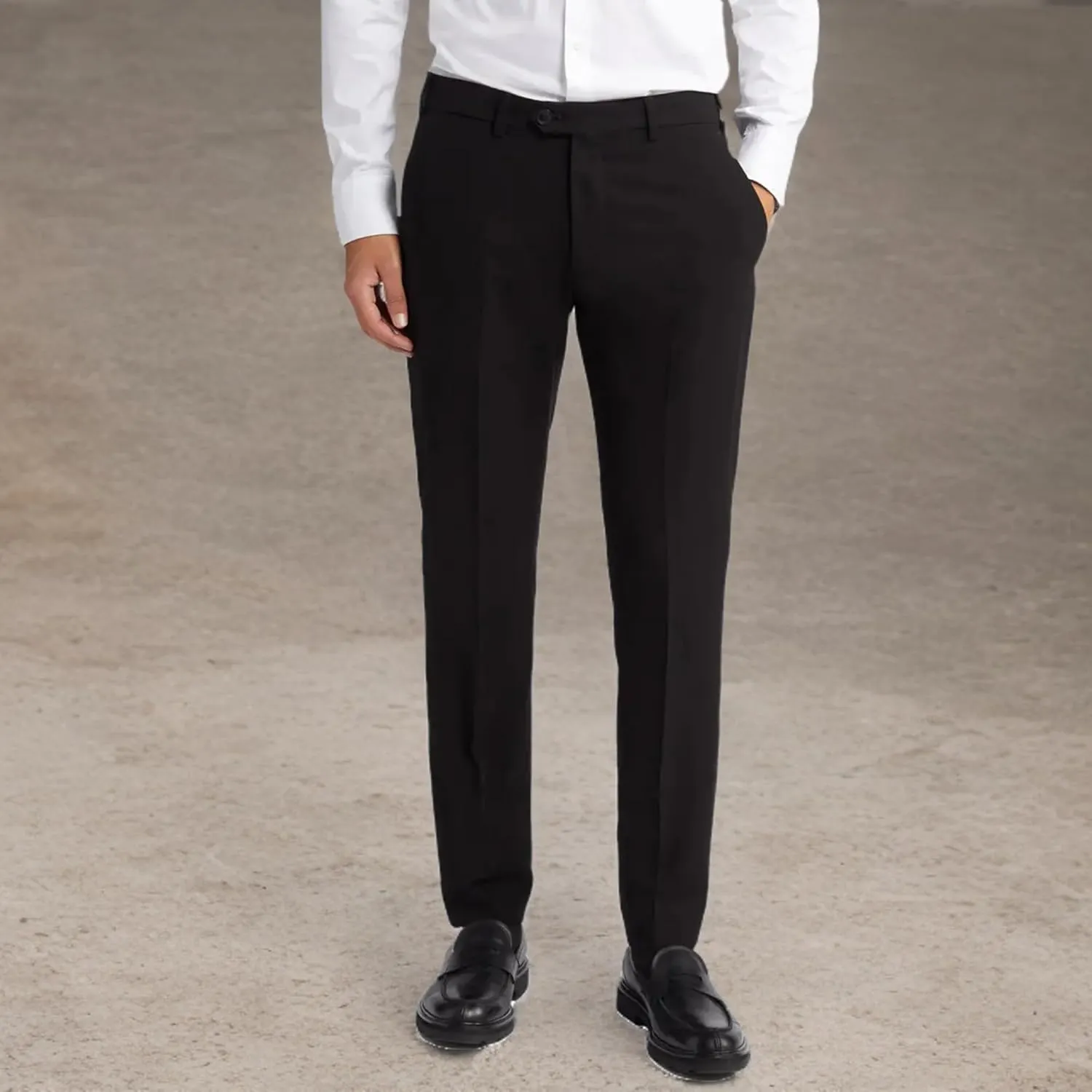 Men's Classic Fit Flat Front Dress Pants Expandable Waist Wrinkle Free Suit Pants for Men