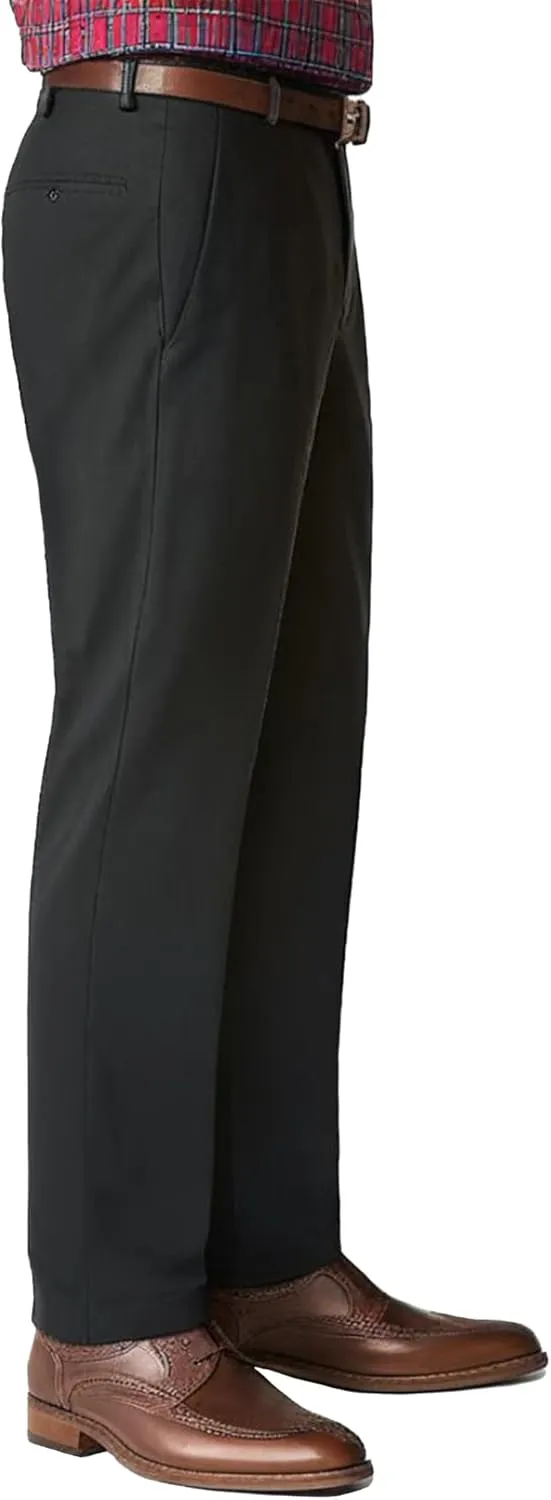 Men's Classic Fit Flat Front Dress Pants Expandable Waist Wrinkle Free Suit Pants for Men