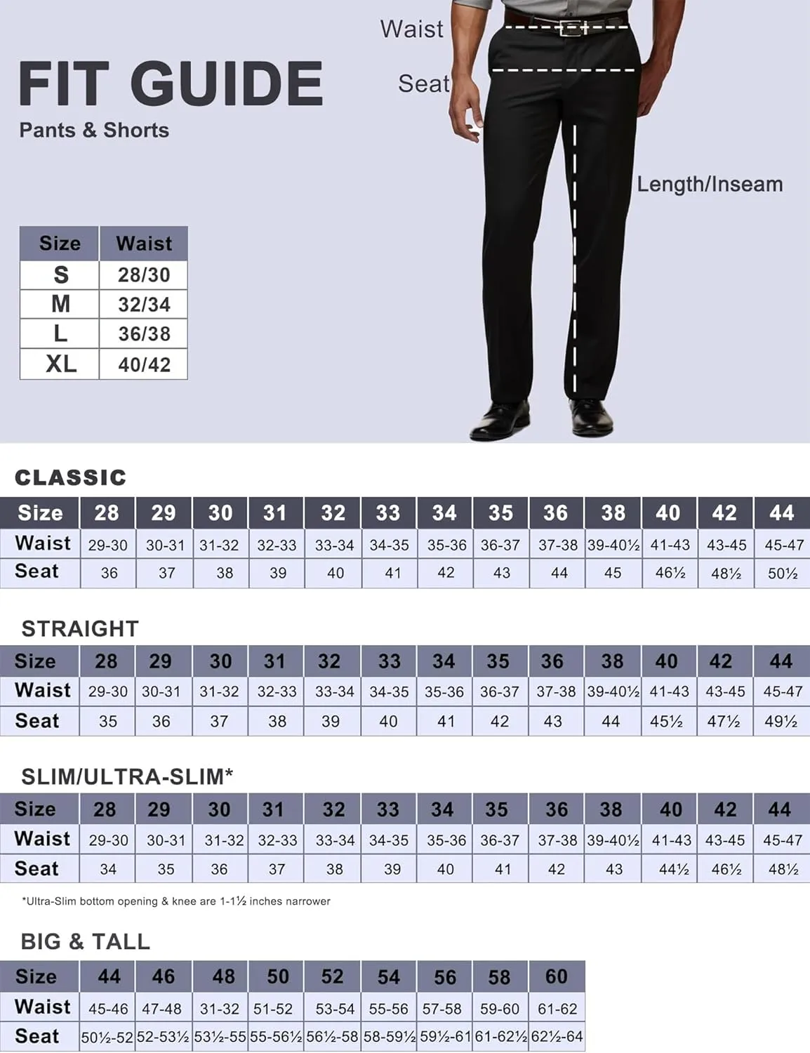 Men's Classic Fit Flat Front Dress Pants Expandable Waist Wrinkle Free Suit Pants for Men