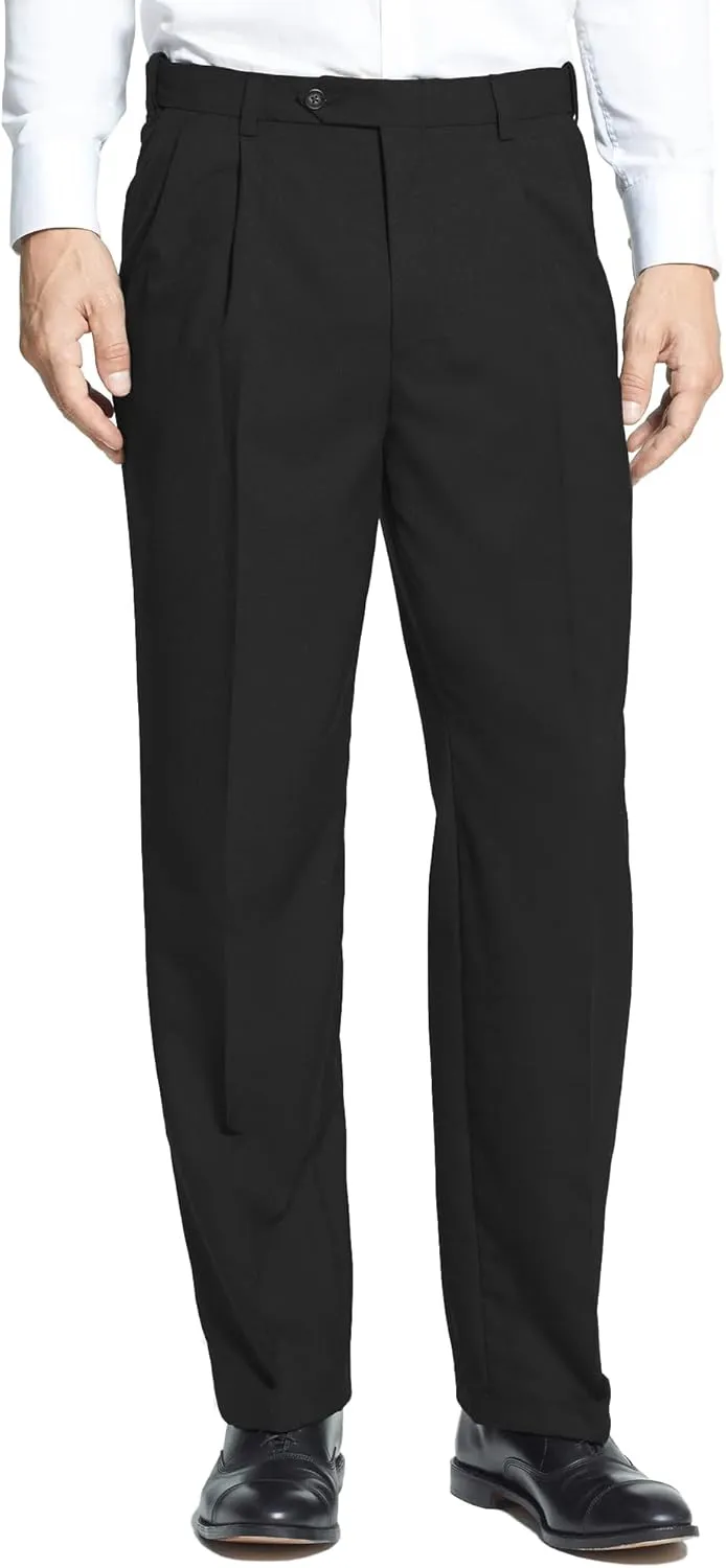 Men's Classic Fit Flat Front Dress Pants Expandable Waist Wrinkle Free Suit Pants for Men