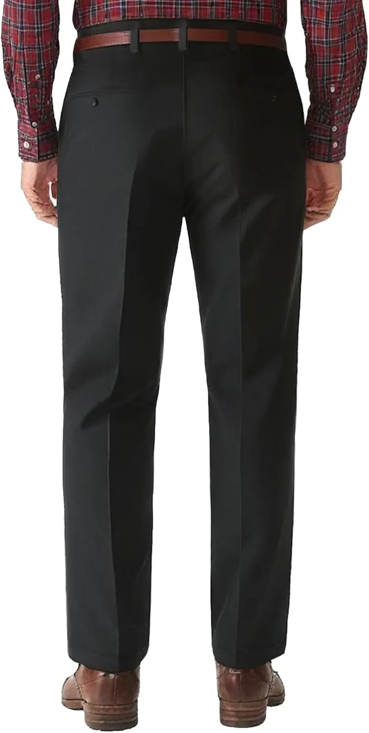 Men's Classic Fit Flat Front Dress Pants Expandable Waist Wrinkle Free Suit Pants for Men