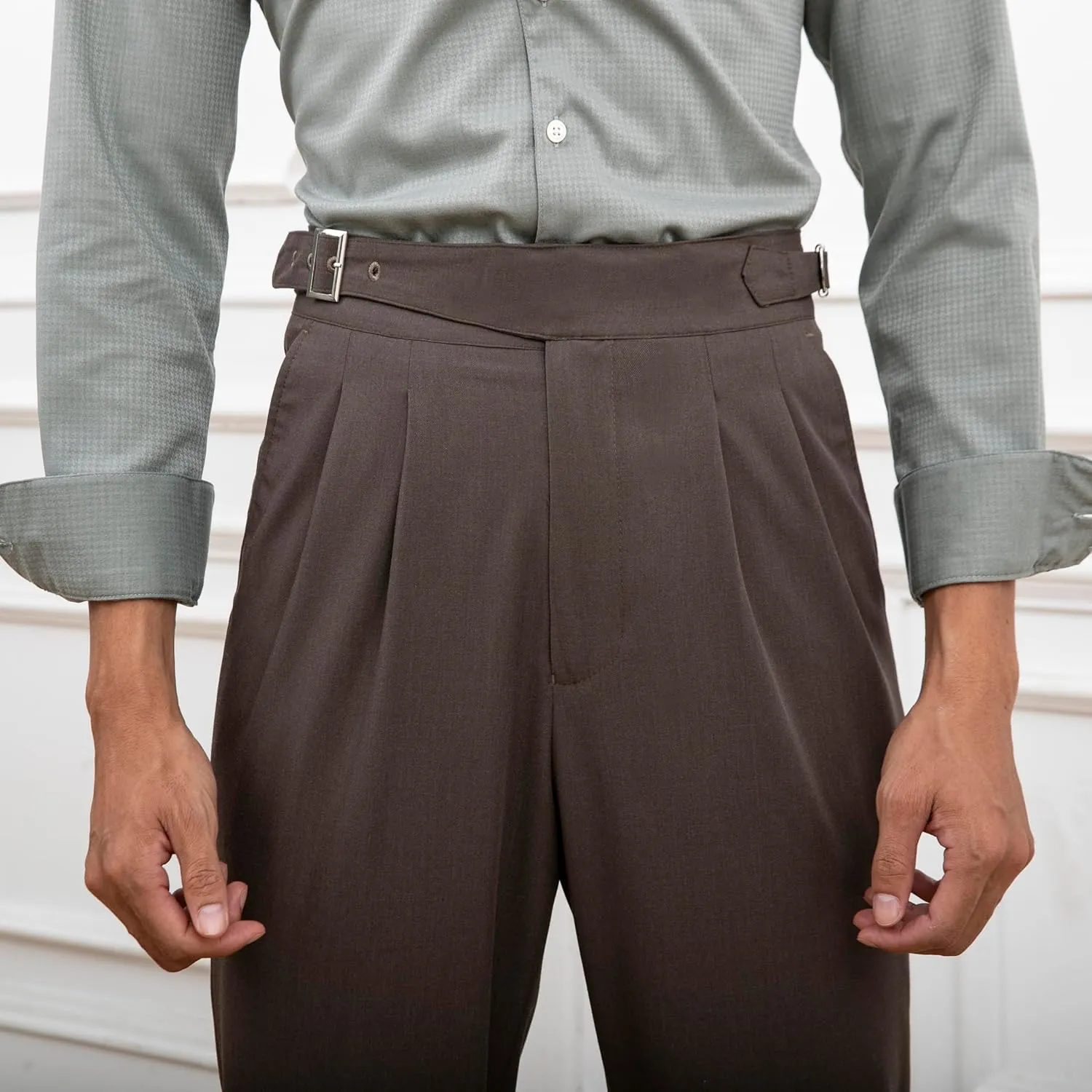 Men's Classic Gurkha Naples Italian Old Money Style Pants Dress Pants
