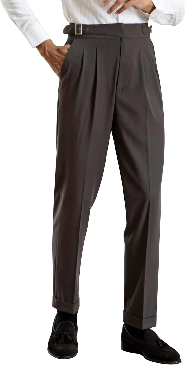 Men's Classic Gurkha Naples Italian Old Money Style Pants Dress Pants