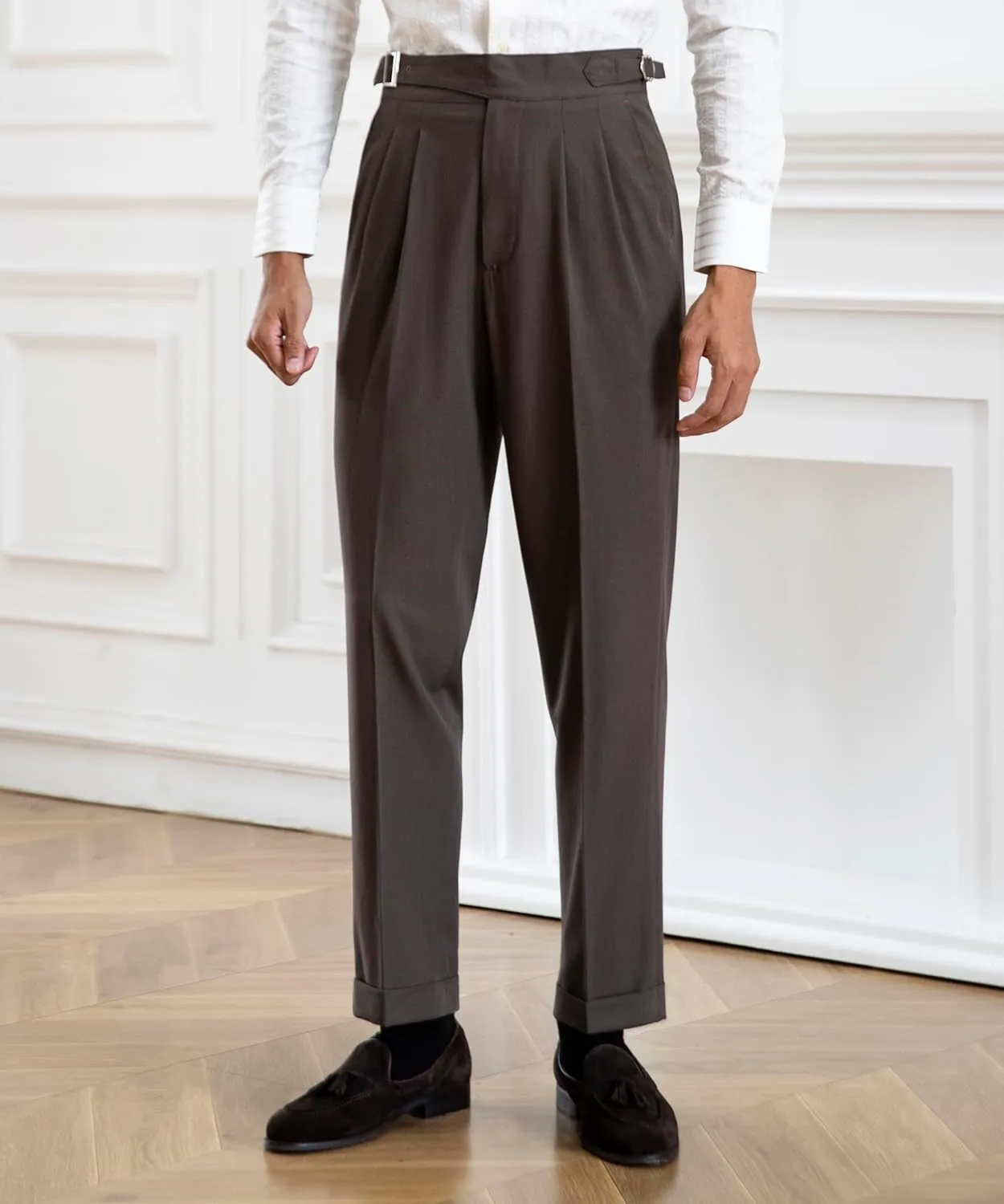 Men's Classic Gurkha Naples Italian Old Money Style Pants Dress Pants