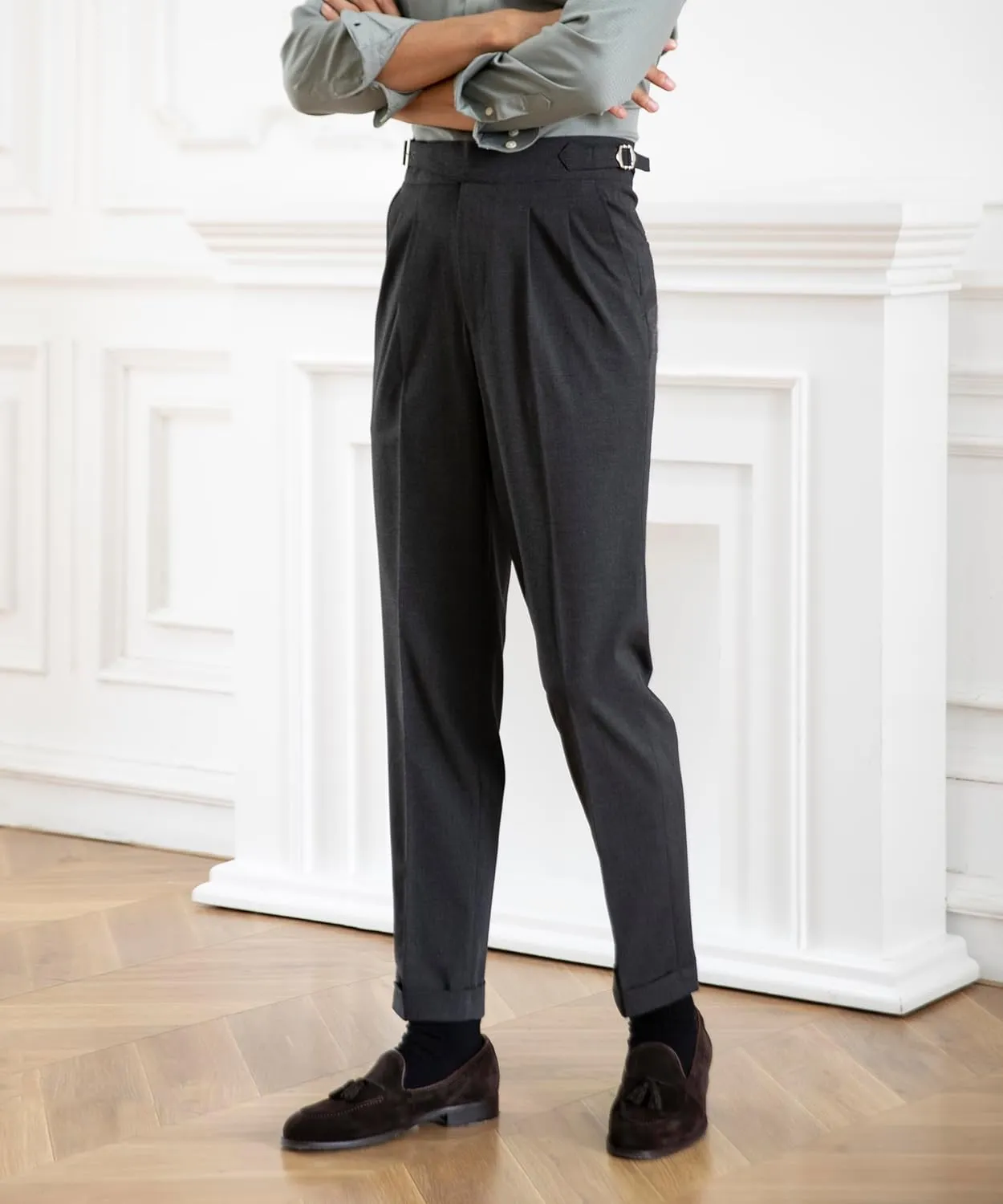 Men's Classic Gurkha Naples Italian Old Money Style Pants Dress Pants