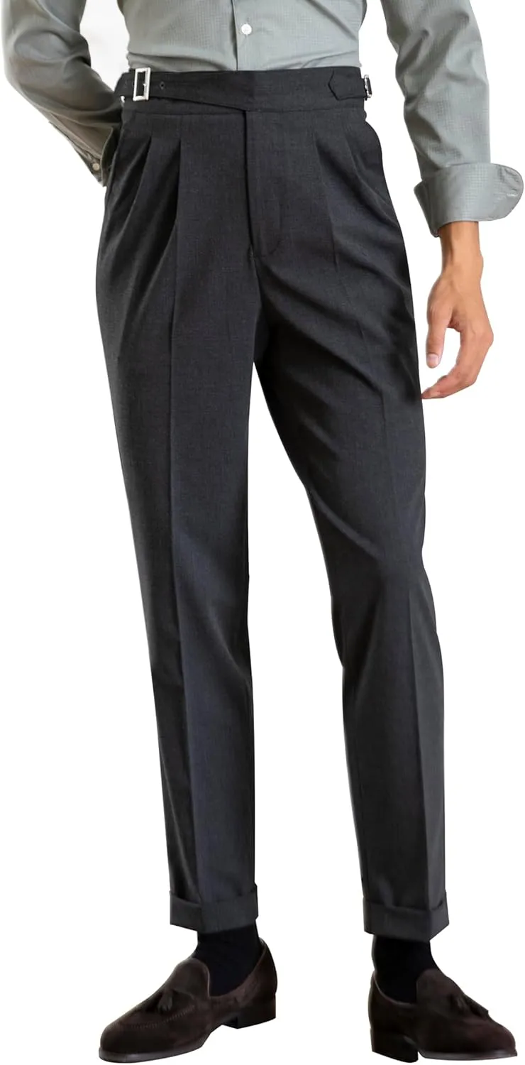 Men's Classic Gurkha Naples Italian Old Money Style Pants Dress Pants