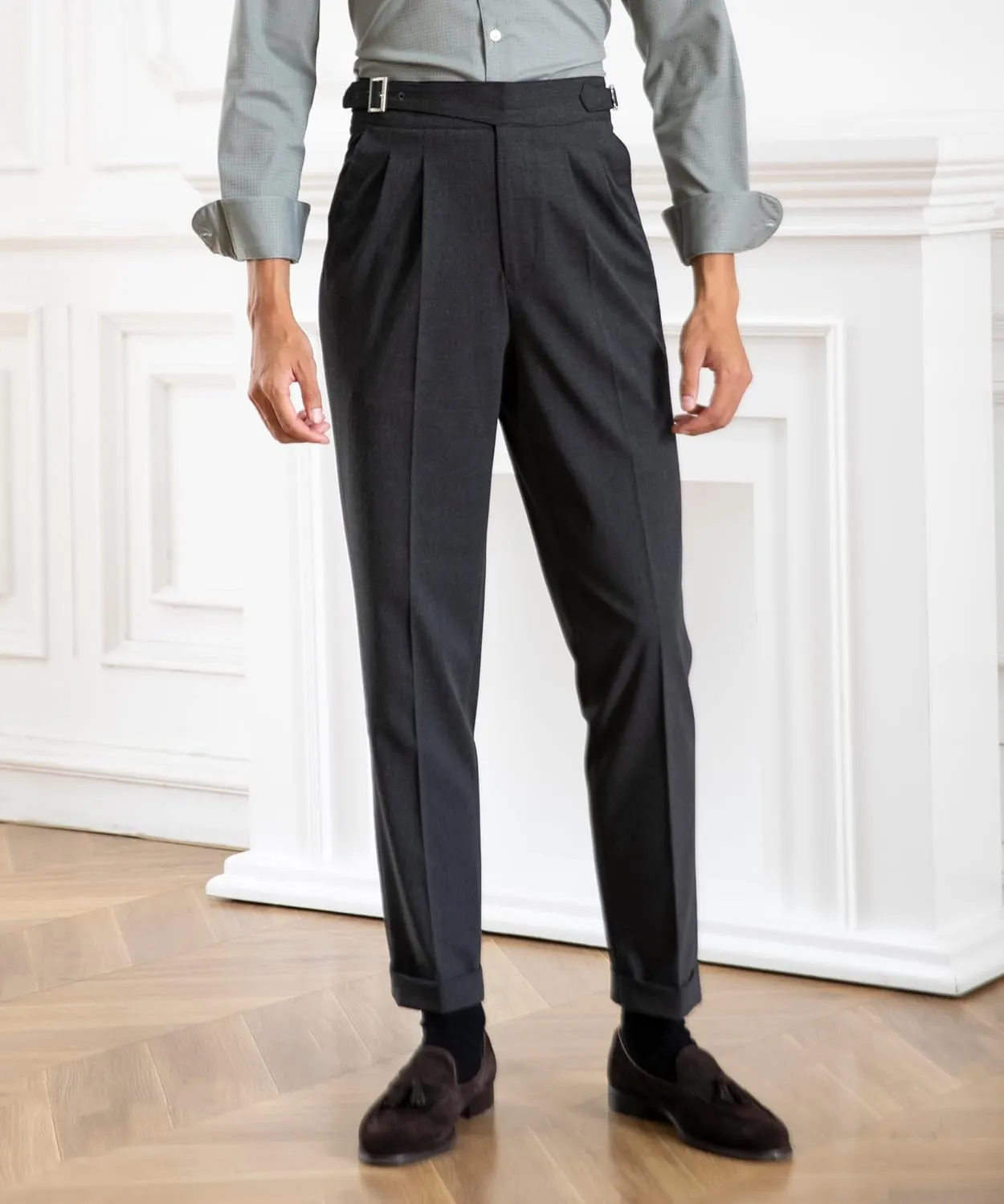 Men's Classic Gurkha Naples Italian Old Money Style Pants Dress Pants