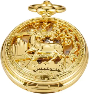 Men's Mechanical Pocket Watch, Roman Numeral Pointer Mechanical Pocket Watches for Men