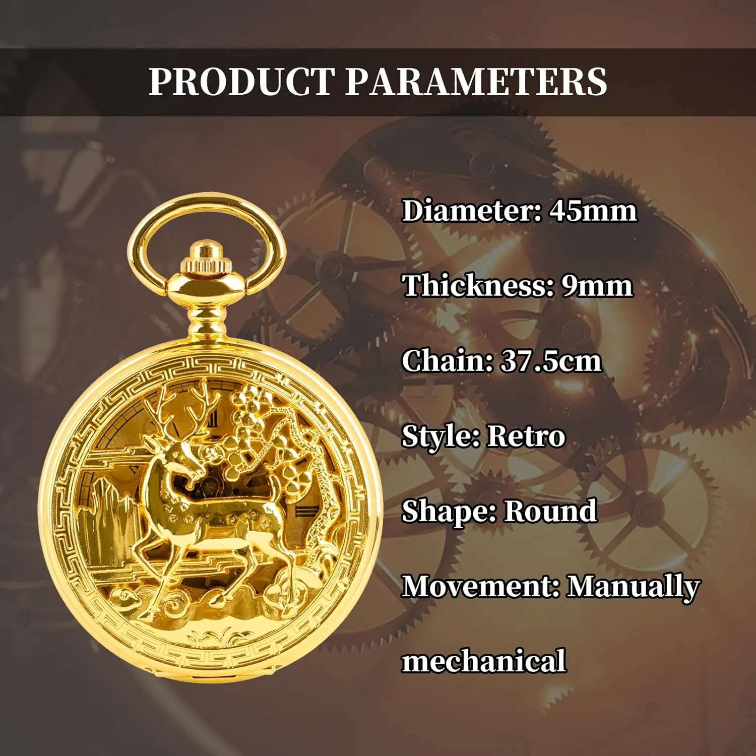 Men's Mechanical Pocket Watch, Roman Numeral Pointer Mechanical Pocket Watches for Men
