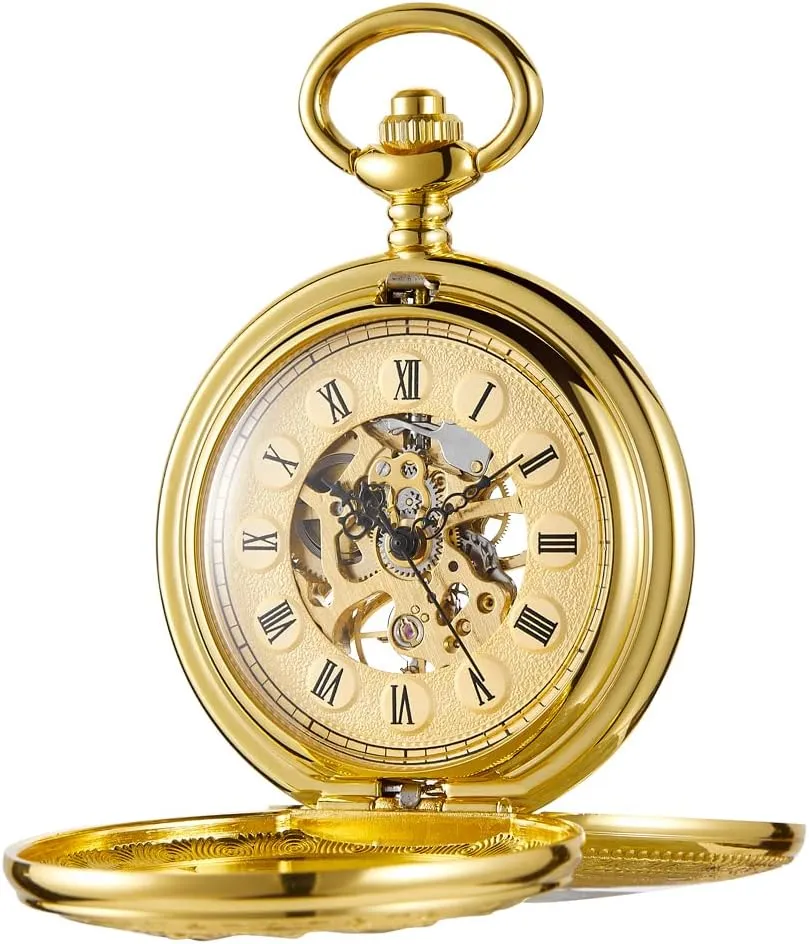 Men's Mechanical Pocket Watch, Roman Numeral Pointer Mechanical Pocket Watches for Men