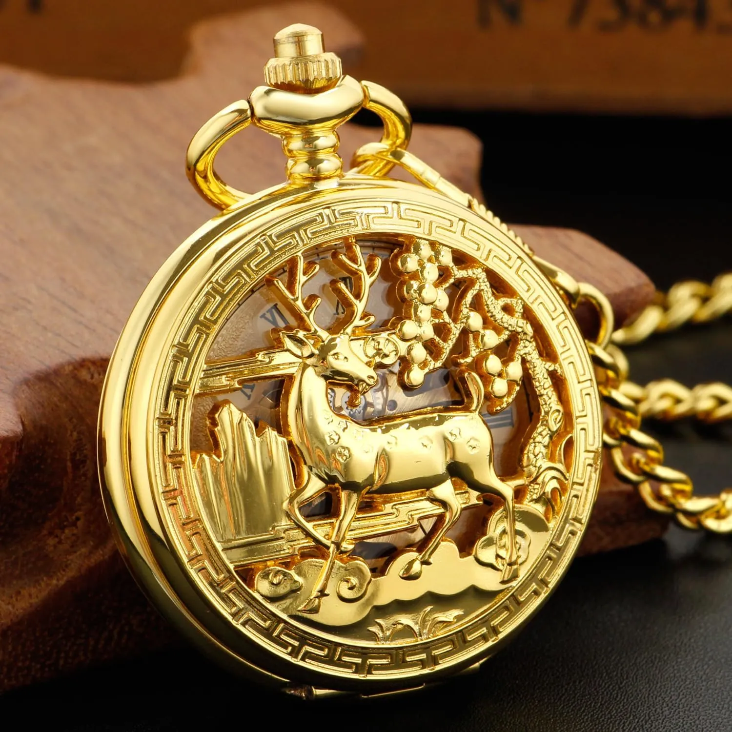 Men's Mechanical Pocket Watch, Roman Numeral Pointer Mechanical Pocket Watches for Men