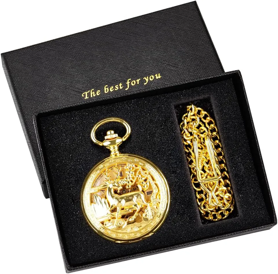 Men's Mechanical Pocket Watch, Roman Numeral Pointer Mechanical Pocket Watches for Men