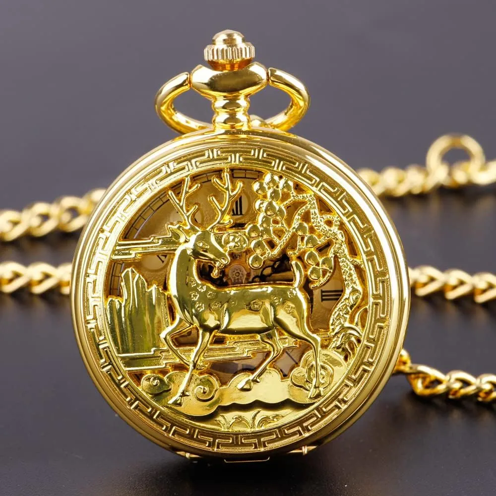 Men's Mechanical Pocket Watch, Roman Numeral Pointer Mechanical Pocket Watches for Men