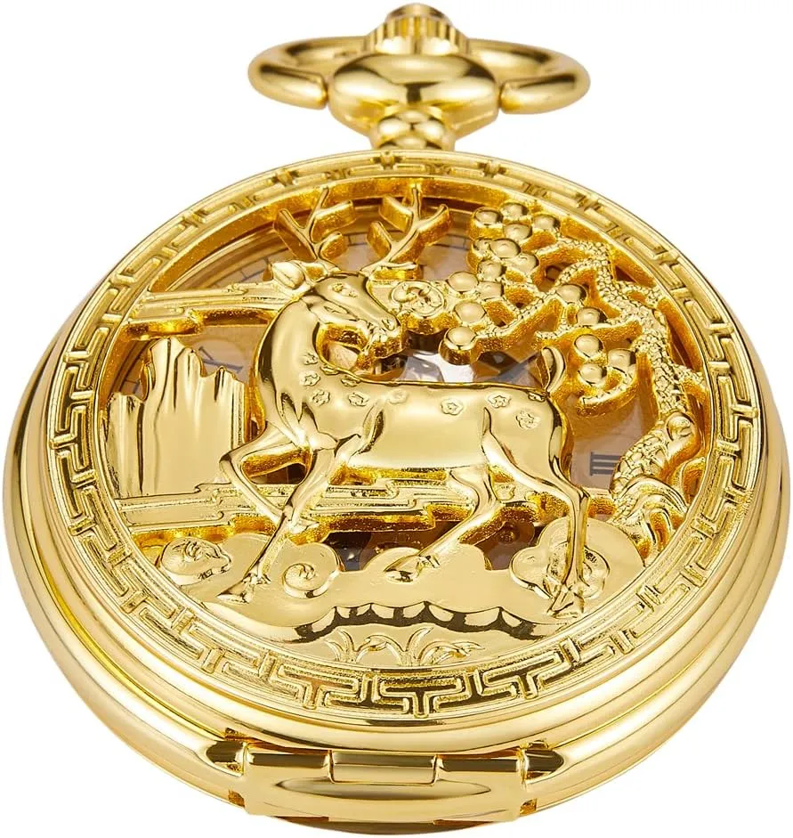 Men's Mechanical Pocket Watch, Roman Numeral Pointer Mechanical Pocket Watches for Men