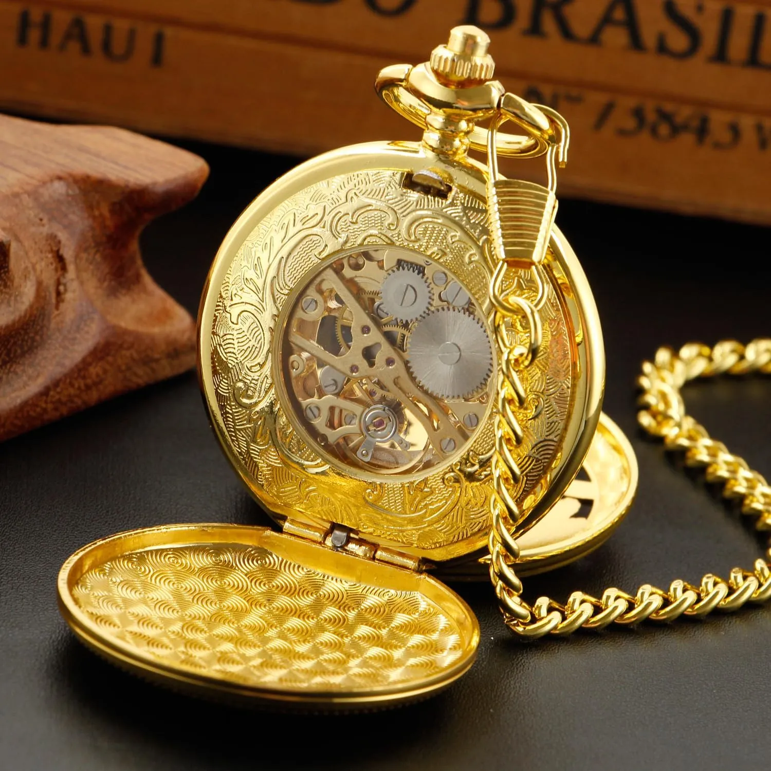 Men's Mechanical Pocket Watch, Roman Numeral Pointer Mechanical Pocket Watches for Men