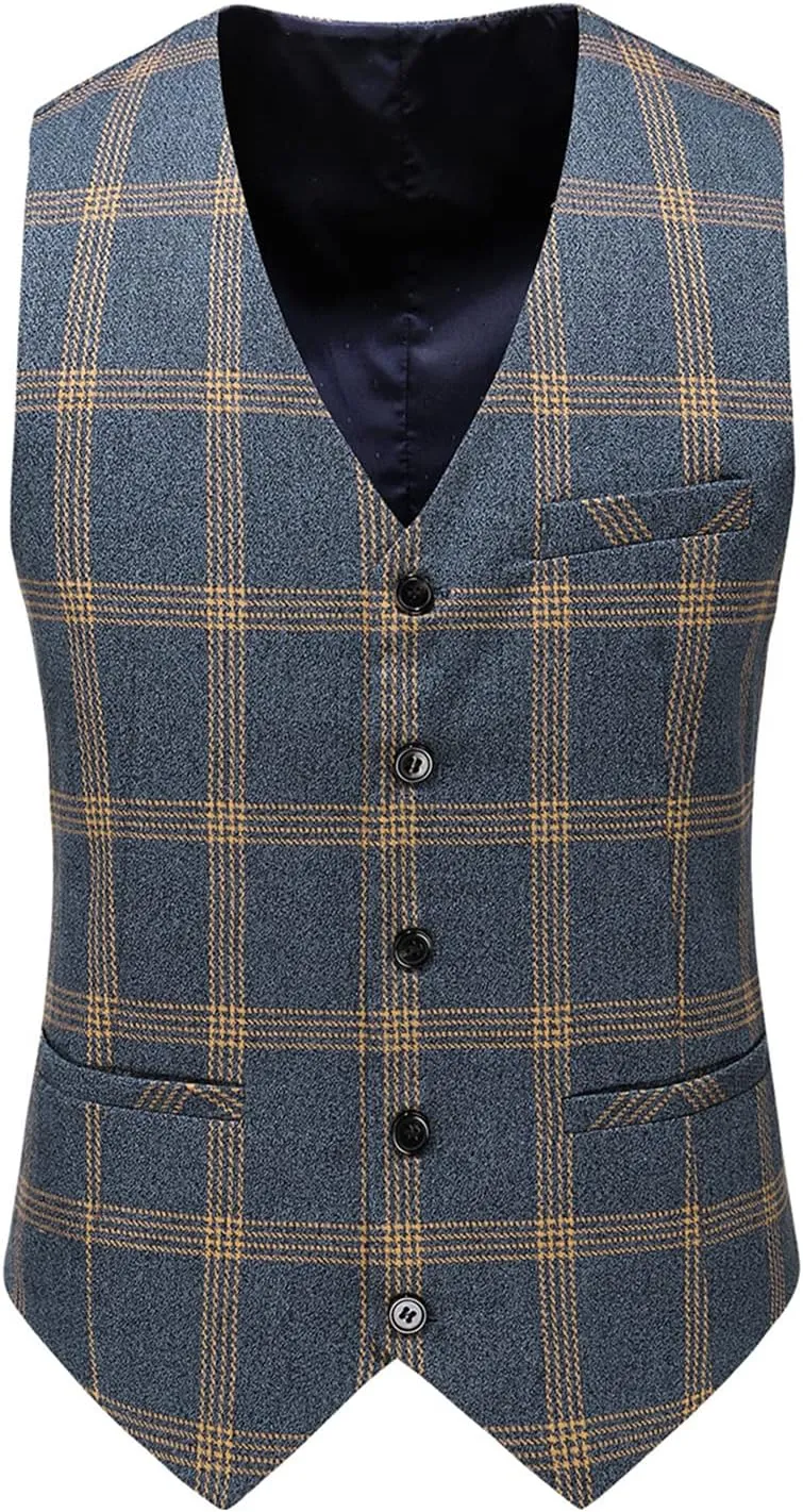 Mens Plaid Suit Slim Fit 2 Piece Casual Tuxedo Suit for Men Formal Blazer Pants Tuxedo Set for Wedding Business Party