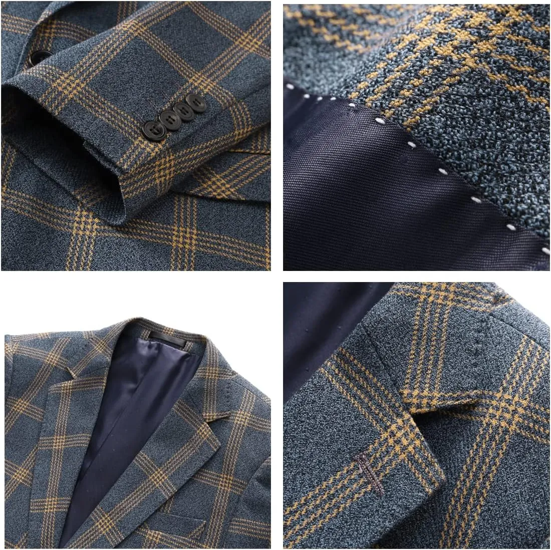 Mens Plaid Suit Slim Fit 2 Piece Casual Tuxedo Suit for Men Formal Blazer Pants Tuxedo Set for Wedding Business Party