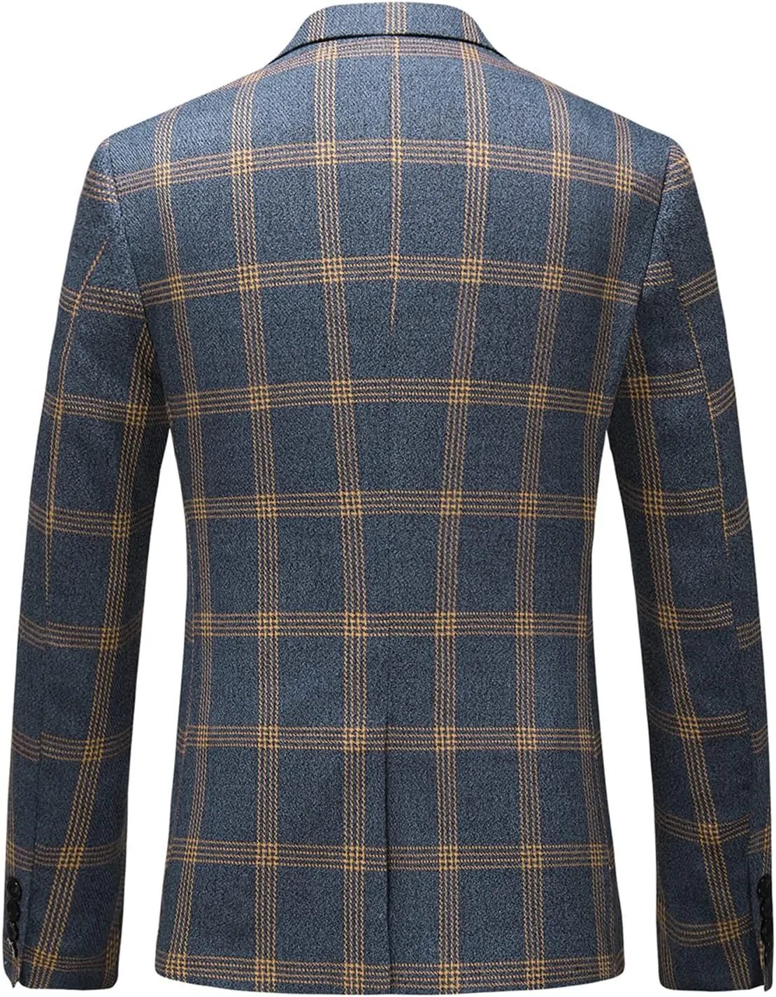 Mens Plaid Suit Slim Fit 2 Piece Casual Tuxedo Suit for Men Formal Blazer Pants Tuxedo Set for Wedding Business Party