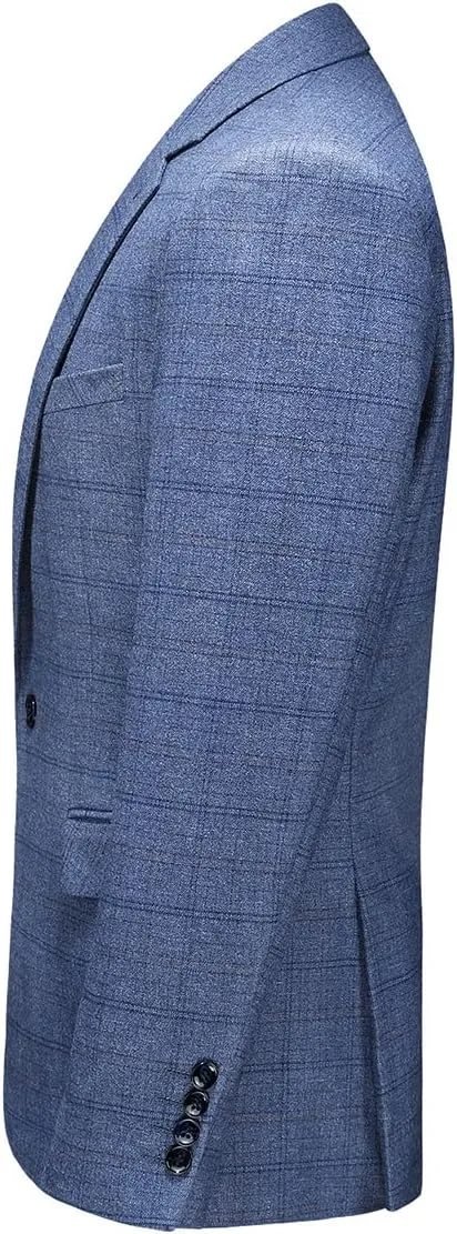 Mens Plaid Suit Tweed Slim Fit 2 Piece Casual Suits for Men One Button Tuxedo Suits Set Blazer Jacket & Pants Set