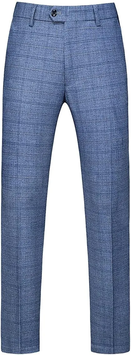 Mens Plaid Suit Tweed Slim Fit 2 Piece Casual Suits for Men One Button Tuxedo Suits Set Blazer Jacket & Pants Set