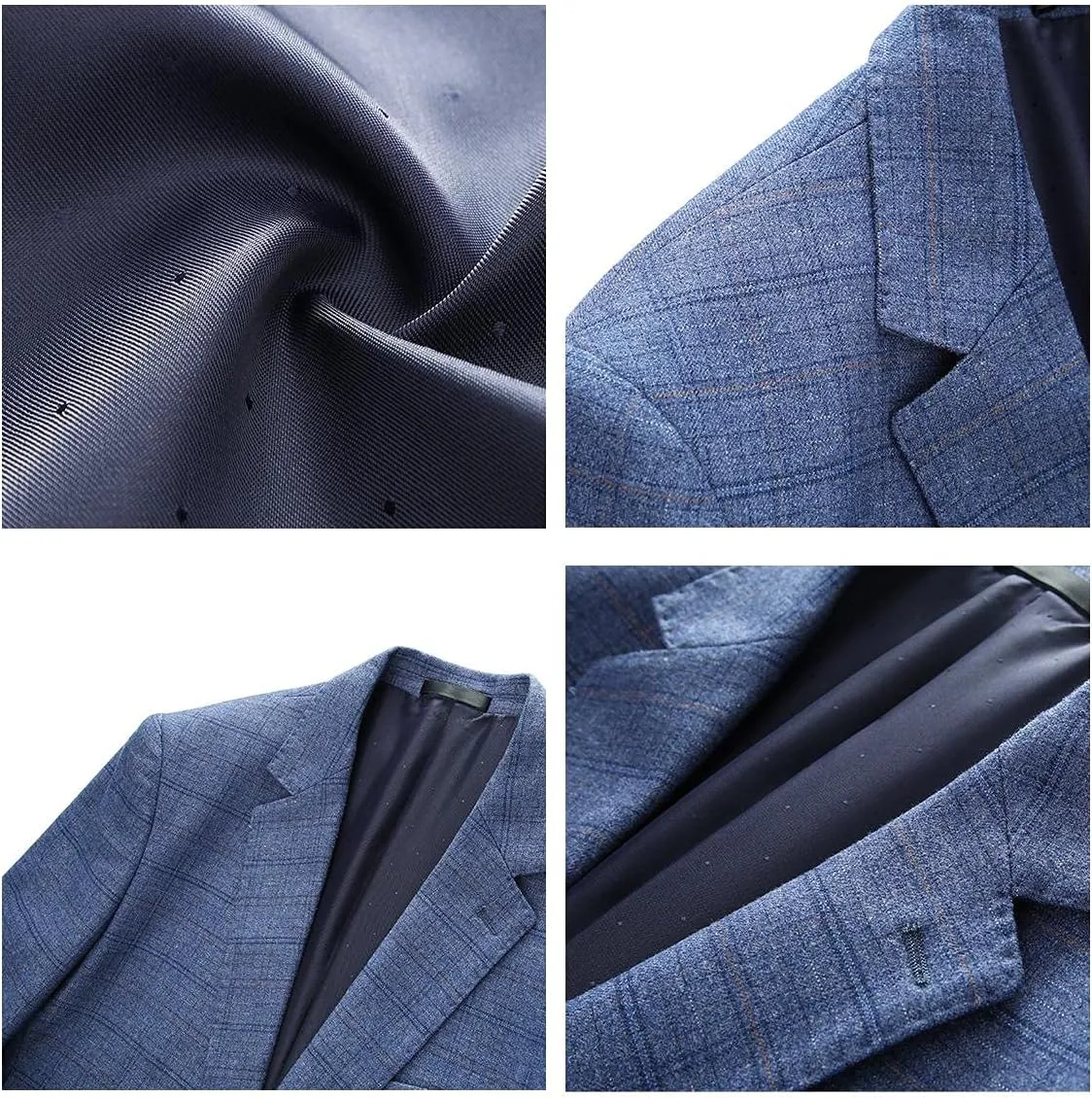 Mens Plaid Suit Tweed Slim Fit 2 Piece Casual Suits for Men One Button Tuxedo Suits Set Blazer Jacket & Pants Set