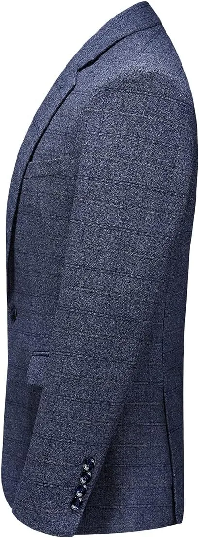 Mens Plaid Suit Tweed Slim Fit 2 Piece Casual Suits for Men One Button Tuxedo Suits Set Blazer Jacket & Pants Set